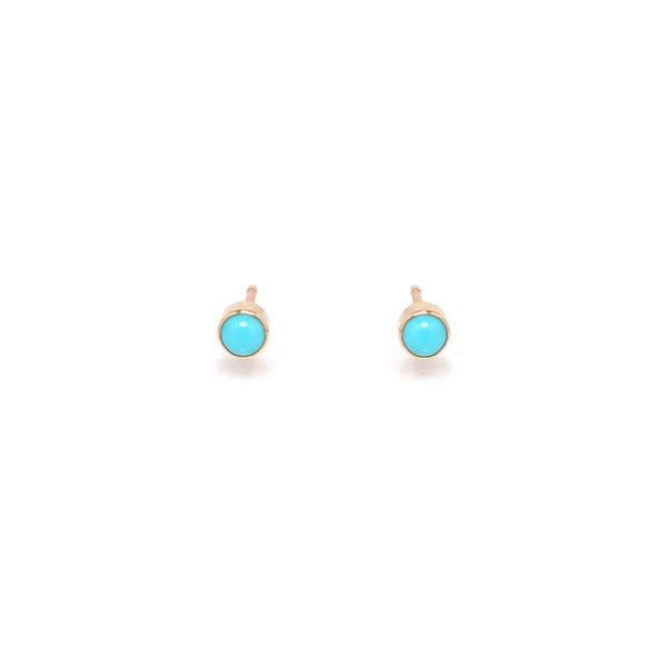 14k Gold Bezel Set Turquoise Studs