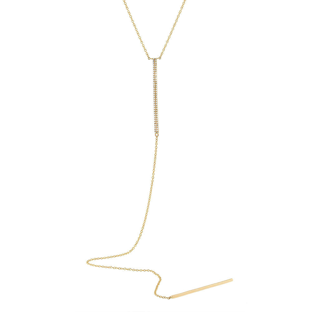 Yellow Gold Diamond Pave Lariat Necklace