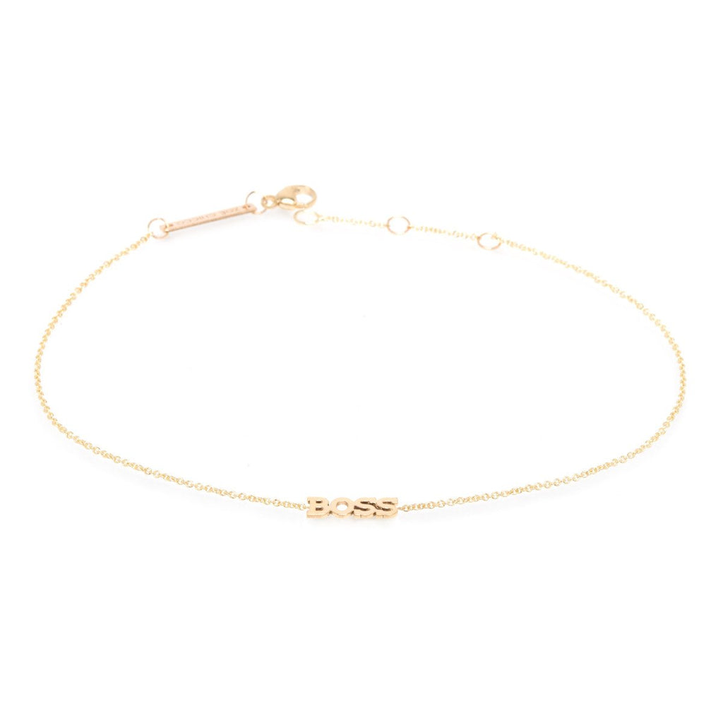 Gold Itty Bitty Boss Anklet with Adjustable Chain
