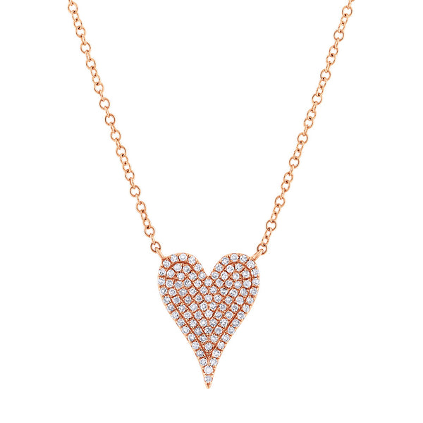 Gold and Diamond Heart Pave Necklace