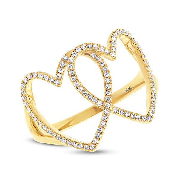 Gold & Diamond Hearts Ring