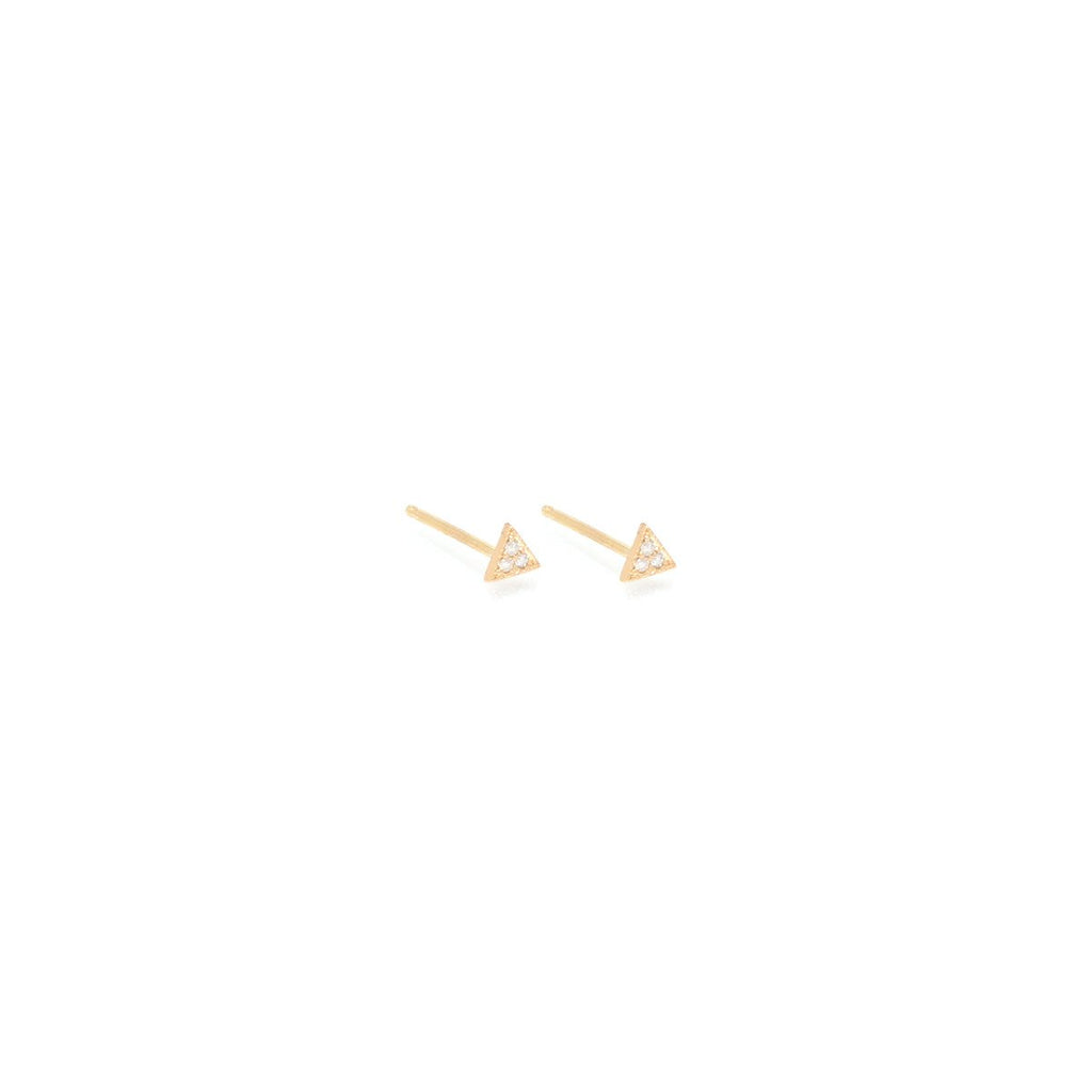Itty Bitty Gold & Diamond Pave Triangle Stud Earrings