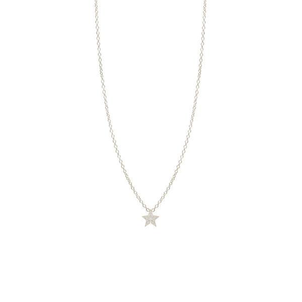 Itty Bitty Pave Diamond and Gold Star Necklace
