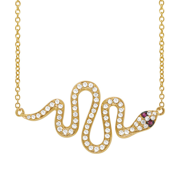 Ruby 14k White Gold Snake Necklace
